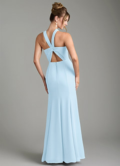 Azazie Rue Bridesmaid Dresses Sky Blue A-Line Halter Chiffon Dress image2