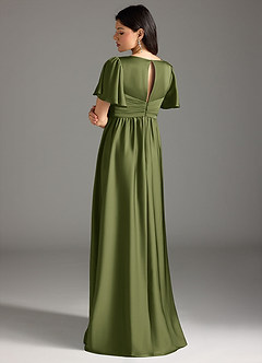 Azazie Verna Maternity Bridesmaid Dresses A-Line Ruched Stretch Satin Floor-Length Dress image2