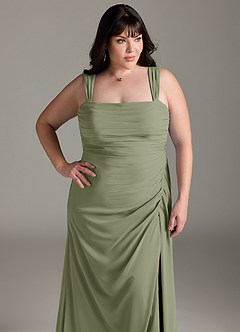 Azazie Jesaphine Bridesmaid Dresses Pistachio Sheath Bow Chiffon Dress image13