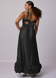 Barbie ♥ Azazie Bridesmaid Dresses Black A-Line with Pockets Stretch Satin Dress image9