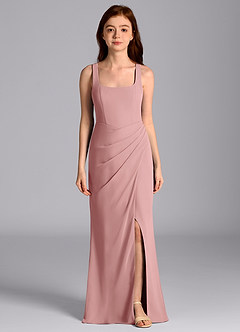 Azazie Mero Junior Dusty Rose Mermaid Pleated Chiffon Dress image1