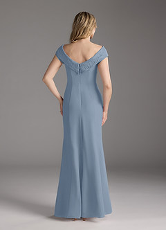Azazie Cupid Kleider für die Brautmutter A-Linie Bootshals Spitze Chiffon Kleid Staubblau image5