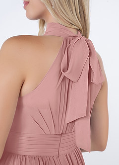 Azazie Iman Robes de demoiselle d'honneur Robe Trapèze en Mousseline de soie Ligne A froncée Rose Poussiéreuse image7