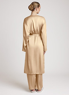 front Satin Long Sleeves 3-Piece Loungewear Set