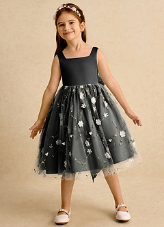 Azazie Bean Sukienki dla dziewczynek sypiących kwiaty Suknia balowa Ukłon Tiul Długość do kolan Sukienka image3