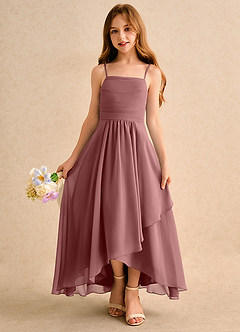 Azazie Twilight Dance Girls Formal Blumenmädchenkleider A-Linie Plissee Chiffon Kleid Wüstenrose image4