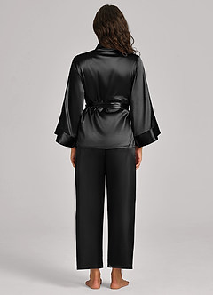 front Satijnen pyjamaset met wikkelfront en riem