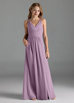 Azazie Farren Junior Wisteria A-Line Pleated Chiffon Dress image3