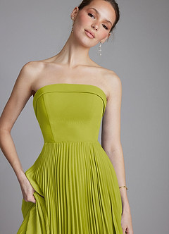 Azazie Mariana Bridesmaid Dresses Lemongrass A-Line Strapless Chiffon Dress image3
