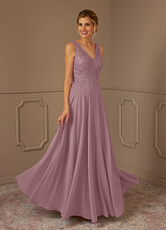 Azazie Joules Mère de la mariée Robes Robe Trapèze en Mousseline de soie Paillettes Rose Poussiéreuse image4