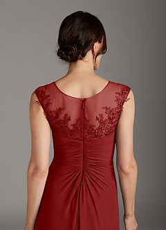 Azazie Endora Mother of the Bride Dresses Rust A-Line Scoop Lace Chiffon Dress image5