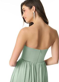 Azazie Morana Vestidos de damas de honor Vestido de Agave de Satén Elástico de Corte en A Convertible con Vestidos sin tirantes image8