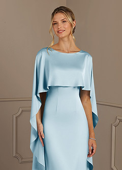 Azazie Eli vestidos de madre de la novia Vestido de Azul Cielo de Satén Elástico de Recto con Cuello de barco image5