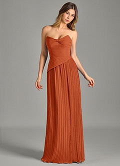 Azazie Becka Bridesmaid Dresses Burnt Orange A-Line Strapless Chiffon Dress image4