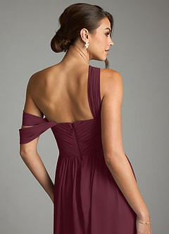 Azazie Kassandra Bridesmaid Dresses Cabernet A-Line Off the Shoulder Chiffon Dress image7