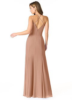 Azazie Carolina Bridesmaid Dresses Champagne Rose Mermaid Ruched Chiffon Dress image2