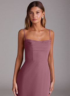Azazie Saige Bridesmaid Dresses Vintage Mauve A-Line Off the Shoulder Chiffon Convertible Dress image2