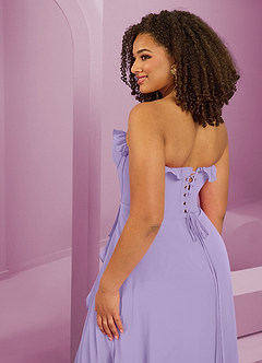 Barbie ♥ Azazie Robes de demoiselle d'honneur Robe Trapèze en Mousseline de soie Encolure en Forme de Cœur Lilas image9