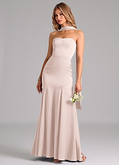 Azazie Shiloh Bridesmaid Dresses Blushing Pink Mermaid Strapless Stretch Satin Convertible Dress image6