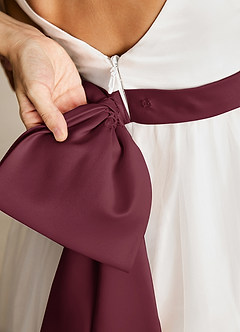 Azazie Lea Flower Girl Dresses Cabernet A-Line Spaghetti Strap Tulle Dress image5