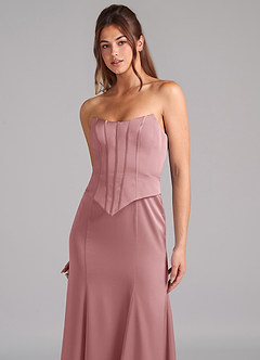 Azazie Ximena Bridesmaid Dresses Dusty Rose Mermaid Corset Stretch Satin Convertible Dress image8