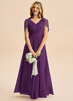 Azazie Emma Junior Robe Trapèze en Mousseline de soie Plissée Grain De Raisin image3