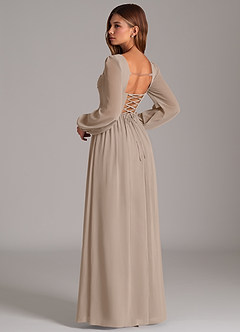Azazie Maree Brautjungfernkleider A-Linie Korsett Chiffon Kleid Taupe image2