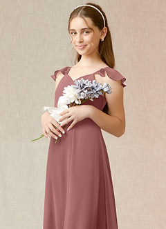 Azazie Everett Junior Desert Rose A-Line Chiffon Dress image6