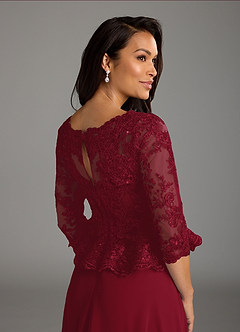 Azazie Averie Mother of the Bride Dresses Burgundy A-Line Boatneck Sequins Chiffon Dress image4