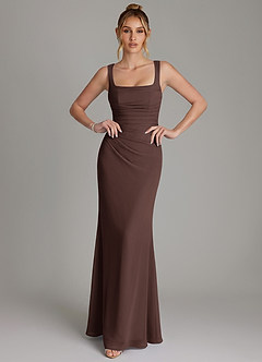 Azazie Agustina Bridesmaid Dresses Ganache Mermaid Corset Chiffon Dress image3