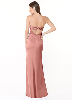 Azazie Leonis Bridesmaid Dresses Rosette Mermaid Pleated Stretch Satin Convertible Dress image5