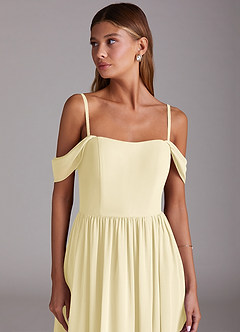 Azazie Calianna Bridesmaid Dresses Lemon Sorbet A-Line Off the Shoulder Chiffon Convertible Dress image2