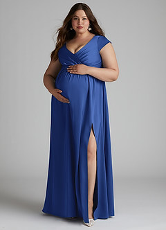 Azazie Allessia Maternity Bridesmaid Dresses A-Line Pleated Stretch Satin Floor-Length Dress image11