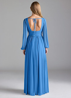 Azazie Norah Bridesmaid Dresses Blue Jay A-Line Mesh Dress image6