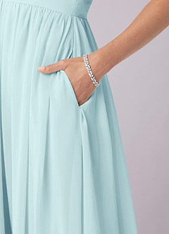 Barbie ♥ Azazie Bridesmaid Dresses Sea Glass A-Line Corset Chiffon Dress image15