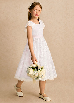 Azazie Maisie Flower Girl Klänningar Klänning A-linje i Spets image4