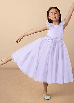 Azazie Dolly Flower Girl Dresses Lilac A-Line Bow Tulle Dress image1