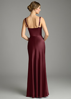 Azazie Alouette Robes de demoiselle d'honneur Robe Sirène en Satin extensible Plissé Cabernet image2
