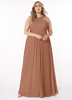 Azazie Kaleigh Bridesmaid Dresses Bronzer A-Line Pleated Chiffon Dress image7