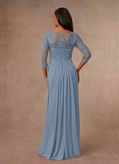 Azazie Calanthe Mother of the Bride Dresses Dusty Blue A-Line Scoop Chiffon Dress image3