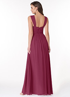 Azazie Zapheira Bridesmaid Dresses Mulberry A-Line Ruched Chiffon Dress image2