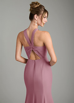 Azazie Rue Bridesmaid Dresses Vintage Mauve A-Line Halter Chiffon Dress image6
