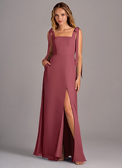 Azazie Debra Brautjungfernkleider Wandelbar A-Linie mit Taschen Chiffon Kleid Merlot image1