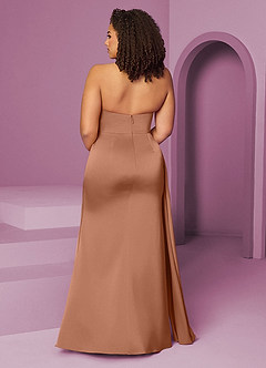 Barbie ♥ Azazie Vestidos de damas de honor Vestido de Bronceador de Satén Elástico de Corte Sirena con Plisado image12