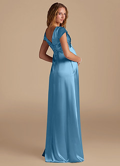 Azazie Allessia Brautjungfernkleider für Schwangere A-Linie Metallischer Satin Bodenlänge Kleid image2