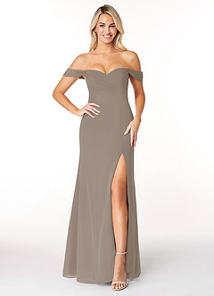Azazie Joretta Bridesmaid Dresses Taupe A-Line Sweetheart Neckline Chiffon Convertible Dress image1