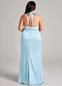 Azazie Valerie Robes de demoiselle d'honneur Robe Sirène en Satin extensible Plissée Bleu Ciel image12