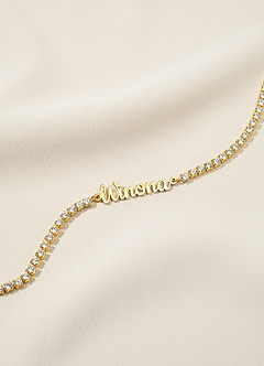 front Custom Name Rhinestone Tennis Bracelet