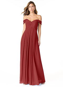Azazie Kaitlynn Bridesmaid Dresses Rust Empire Ruched Chiffon Convertible Dress image2