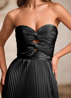 Ylura Schwarz A-Linien-Plissee-Abendkleid image10